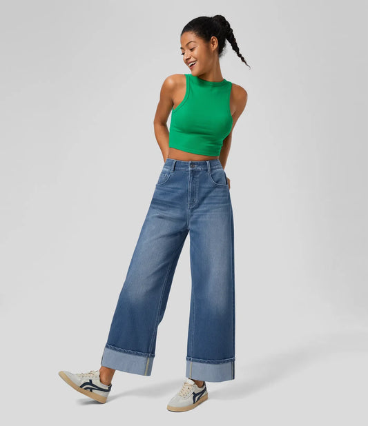 Lina – Weit geschnittene Jeans mit Umschlag
