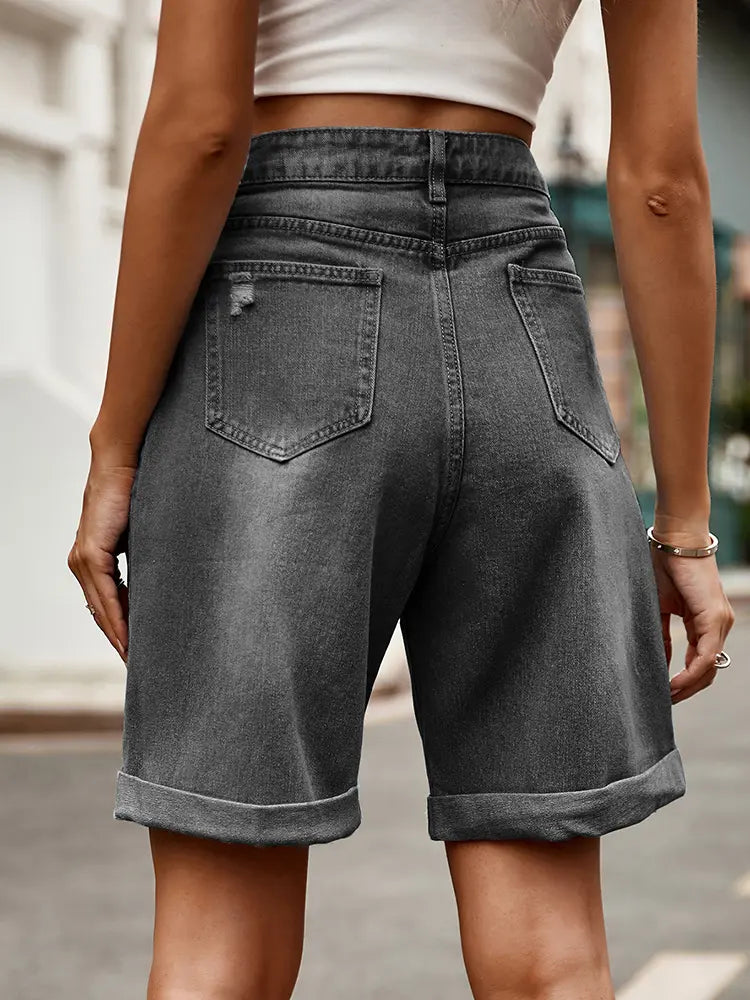Elin - Straight Denim Shorts