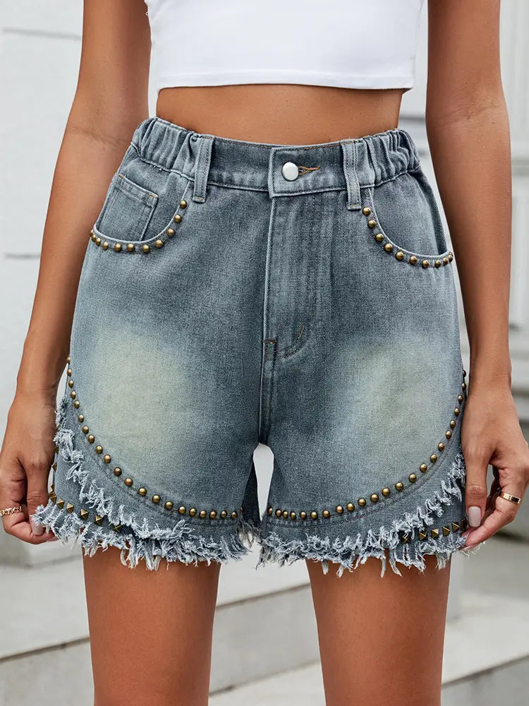 Sofia - Studded Denim Shorts