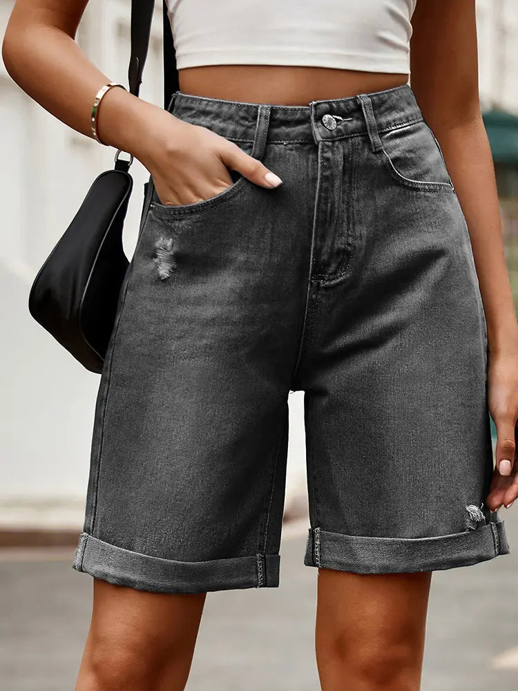 Elin - Straight Denim Shorts