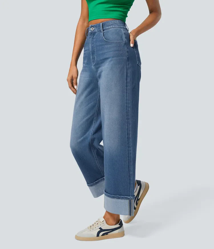 Lina – Weit geschnittene Jeans mit Umschlag