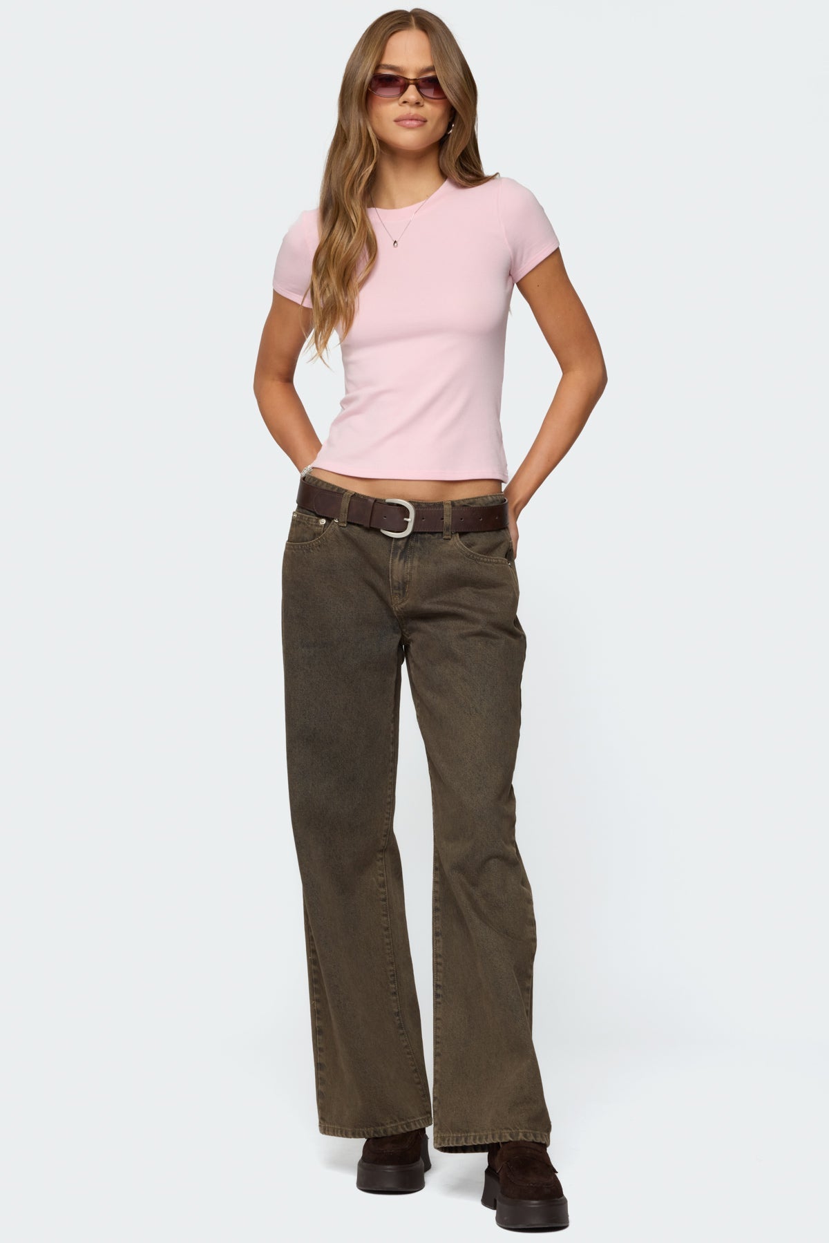 Lila Weiches Stretch-T-Shirt