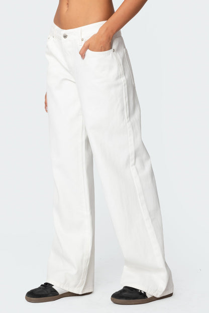 Liv Jeans mit weitem Bein – Offwhite