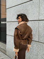 Soraya Shearling-Jacke mit Bindegürtel