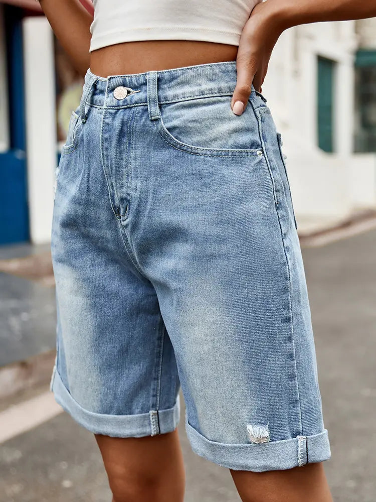 Elin - Straight Denim Shorts