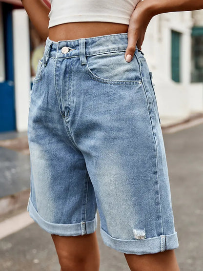 Elin - Straight Denim Shorts